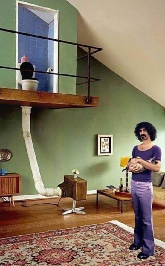 Progress is when the pipes are hidden - Humor, Vital, Joke, Subtle humor, Laziness, Laugh, Age, Toilet, The television, Sad humor, Zappa, Frank Zappa, Images