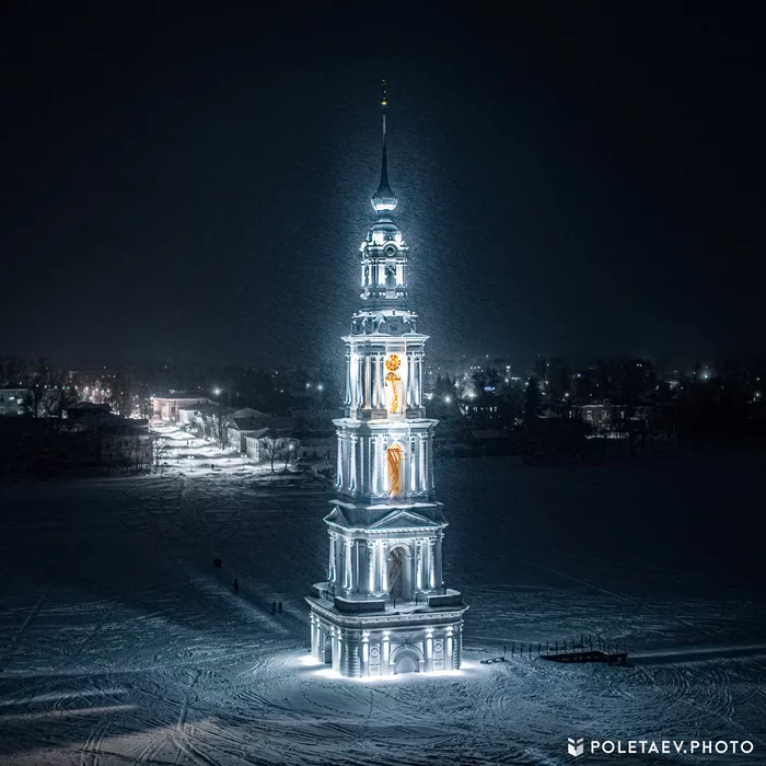 Kalyazin Bell Tower, now illuminated - The photo, Kalyazin, Bell tower, Backlight