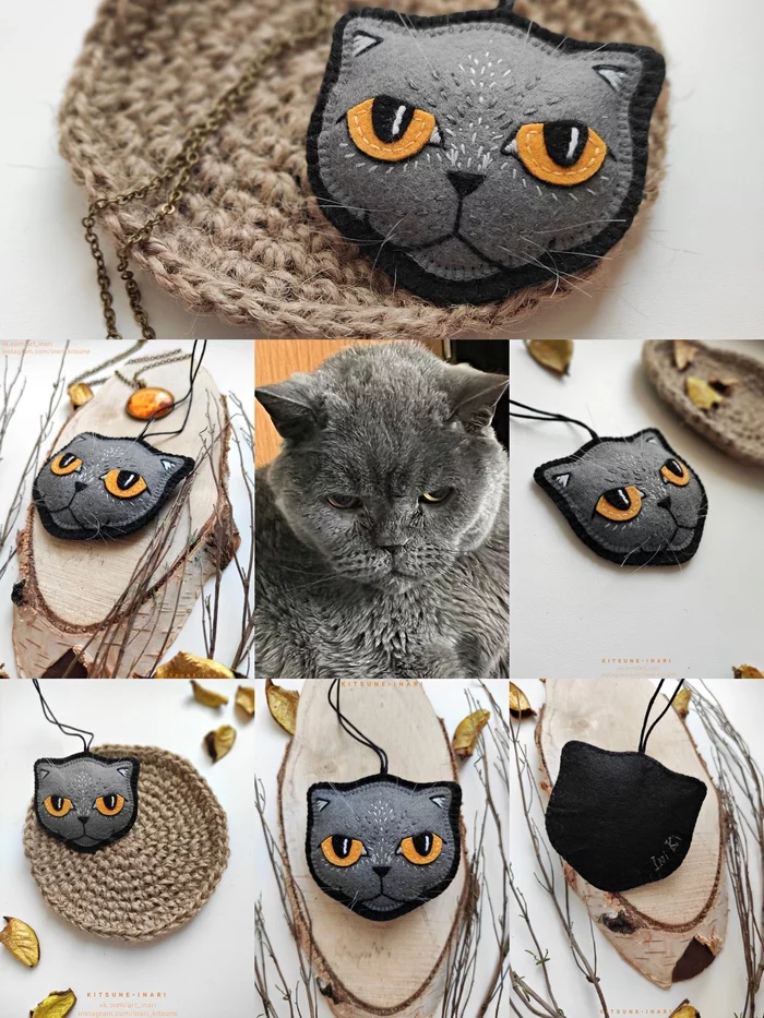 Felt cat - My, Animals, cat, Neko, Creation, With your own hands, Handmade, Crafts, Needlework, Needlework without process, Felt, Keychain, Toys, Creative, Decoration, Author's toy, British cat, Grey, The beast, I share