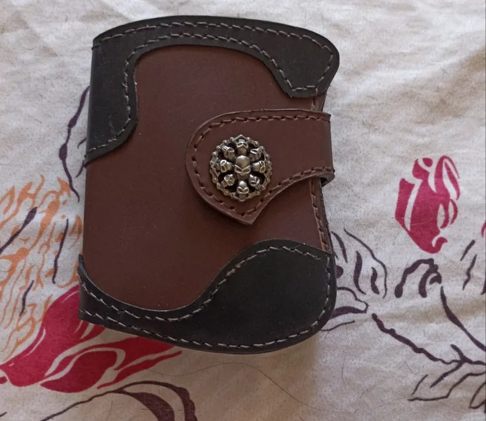 Wallet beefold butterfly - My, Natural leather, Accessories, Leather products, Longpost, Needlework without process