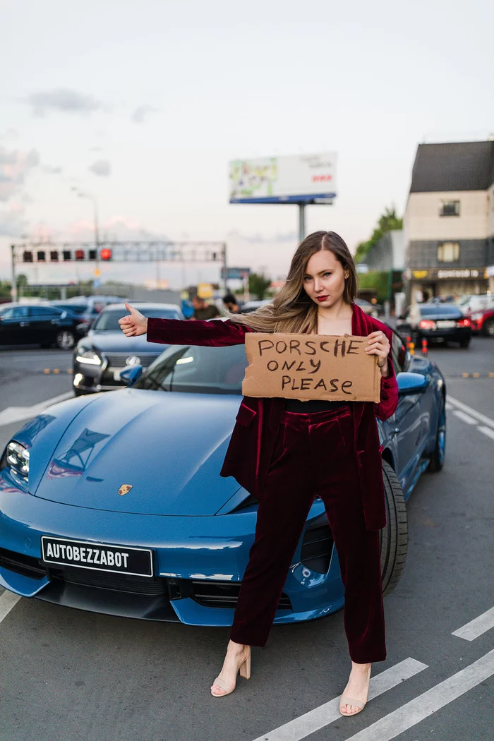 Porsche Taycan only please - Porsche, Girls, Summer, Auto, Electric car, Car, Detaling, PHOTOSESSION, The photo, Longpost