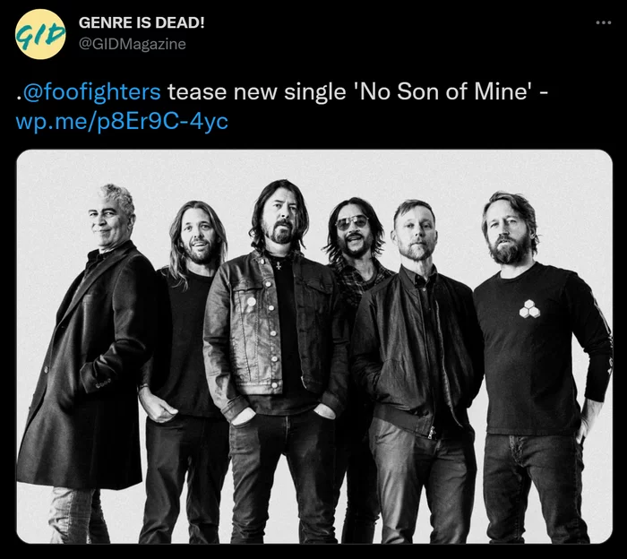 The announcement of the single resembles an advertisement for pockets - Pocket, Single, Advertising, Foo fighters, Twitter, Screenshot
