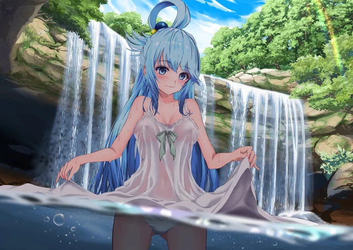 Водное и прозрачное - NSFW, Аниме, Konosuba, Anime Art, Aqua, Необычная одежда