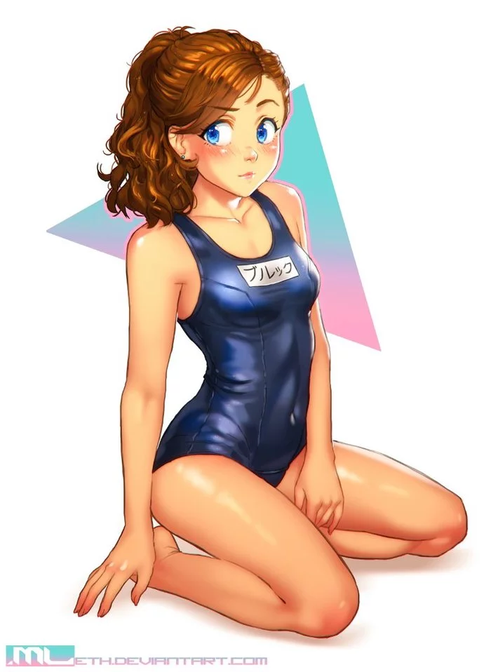 Japanes swimsuit Brooke by Mleth - Mleth, Girls, Original character, Swimsuit, Art