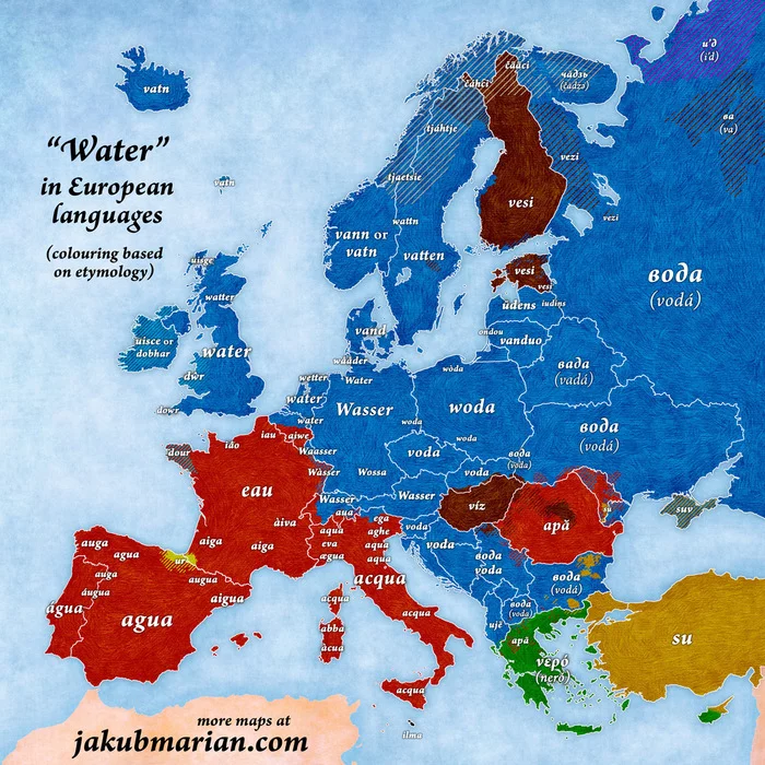 Water in the language of Europe - Water, Language, Language learning, Foreign languages, Europe, Cards