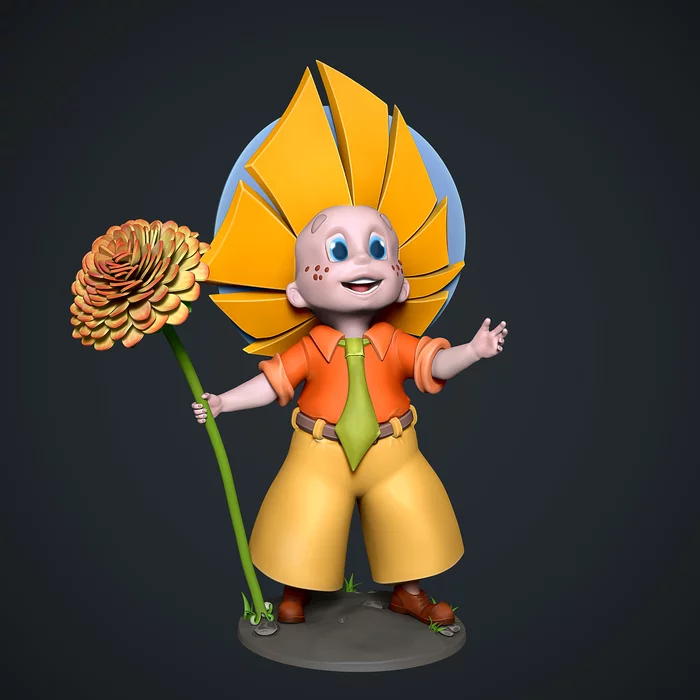 Незнайка - Моё, 3D моделирование, Незнайка на Луне, Zbrush, 3D, Компьютерная графика, Фигурки, Длиннопост