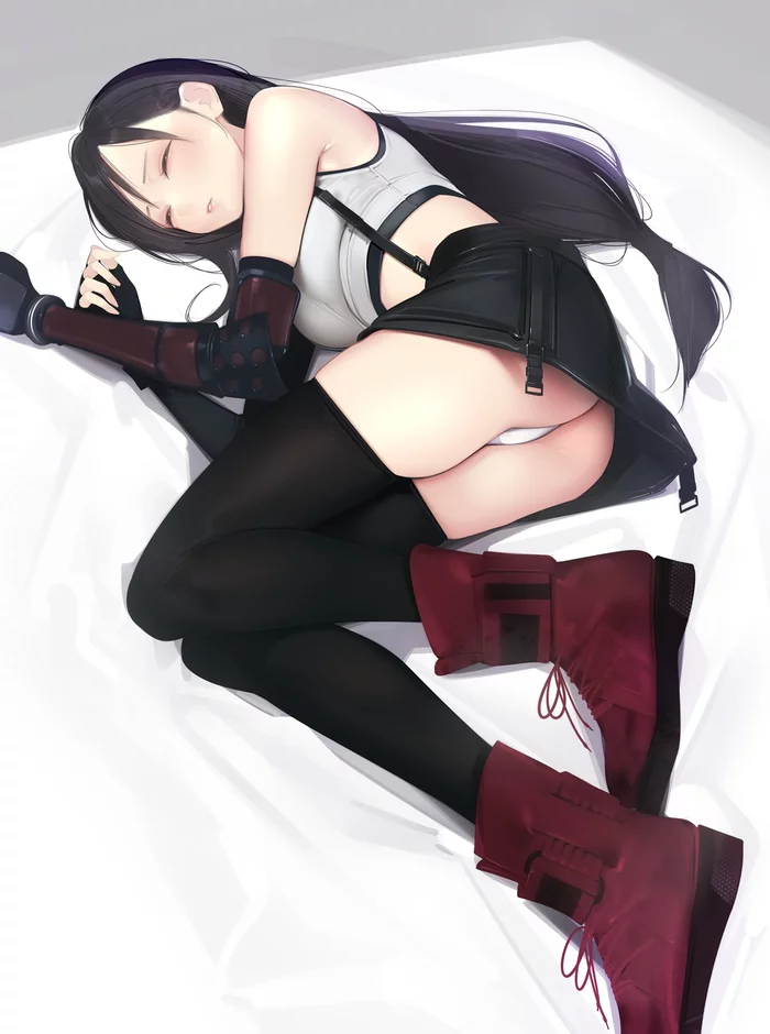 Sleeping Tifa - NSFW, Аниме, Anime Art, Девушки, Попа, Ama Mitsuki, Tifa Lockhart, Final Fantasy, Final Fantasy VII