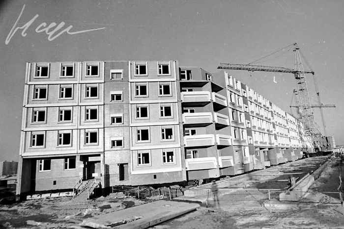 Construction of EZHK on Meshcher, 1987-88 - Black and white photo, City of Gorky, Nizhny Novgorod, 80-е, Longpost