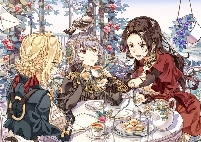 Tea drinking - Anime, Anime art, Violet Evergarden, Cattleya baudelaire, Tea, Tea drinking