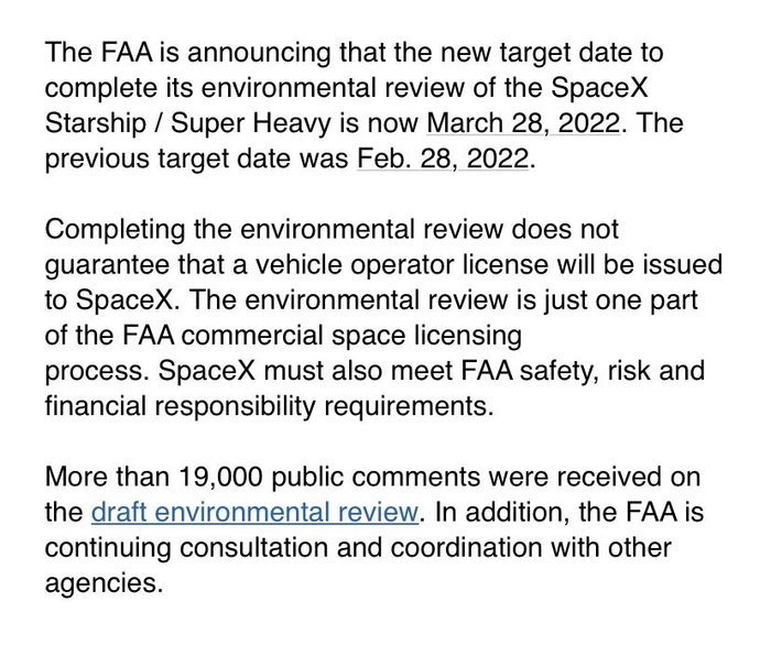 FAA        Starship / Super Heavy  - - 28  2022 