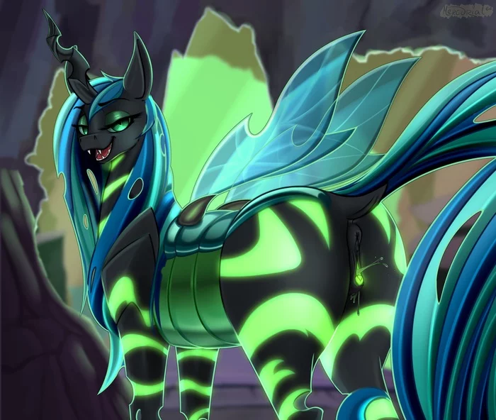 Светлячок заманивает... - NSFW, My Little Pony, PonyArt, MLP Explicit, MLP anatomically correct, Queen Chrysalis, Mercurial64, Арт