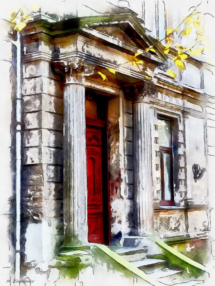 Almost watercolor ;-) - My, Mobile photography, Landscape, Autumn, Watercolor, Architecture, Details, Postprocessing