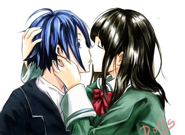 Kiss - Anime art, Anime, Azuki, Bakuman, Kiss