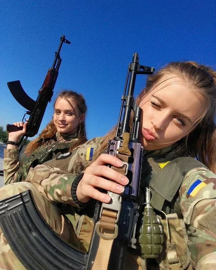 That's why Russia hasn't attacked yet. - Professional humor, Ukrainian army, Military salute, Mobile photography, Girls, Military uniform, Kalashnikov assault rifle