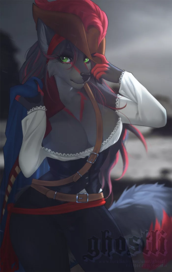 Captain - Furry, Anthro, Art, Furry edge, Furry wolf, Ghostli