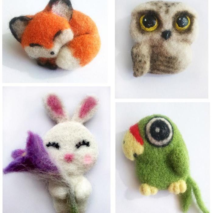 Брошки из шерсти | Пикабу