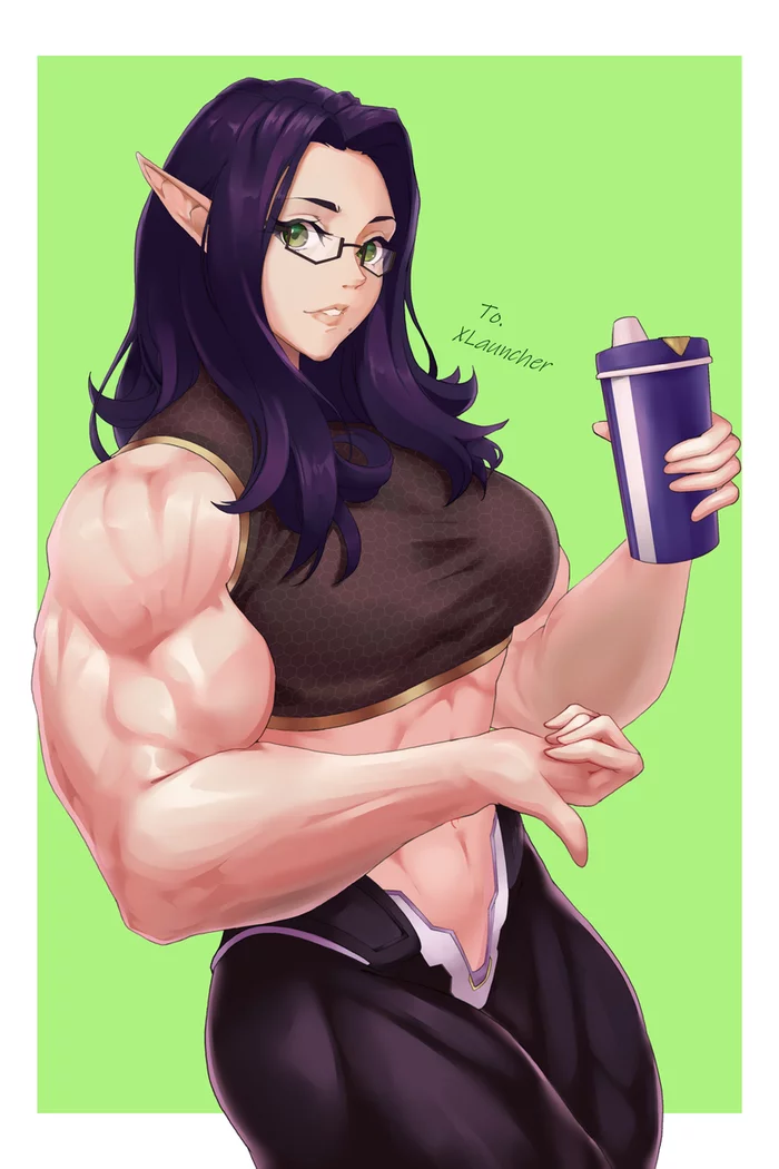 Strong girls - NSFW, Anime, Erotic, Hand-drawn erotica, Girls, Sports girls, Strong girl, Muscle, Body-building, Extreme muscles, Muscleart, Anime art, Charcoalaaa, Bodybuilders, Boobs, Nipples, Longpost