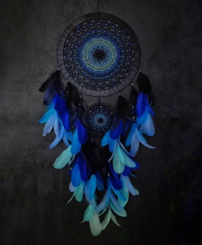 Dreamcatcher Atlantic - My, Dreamcatcher, Atlantic, Needlework, Needlework without process, Handmade, With your own hands, The photo, Hobby, Indians, Beads, Beads, Longpost
