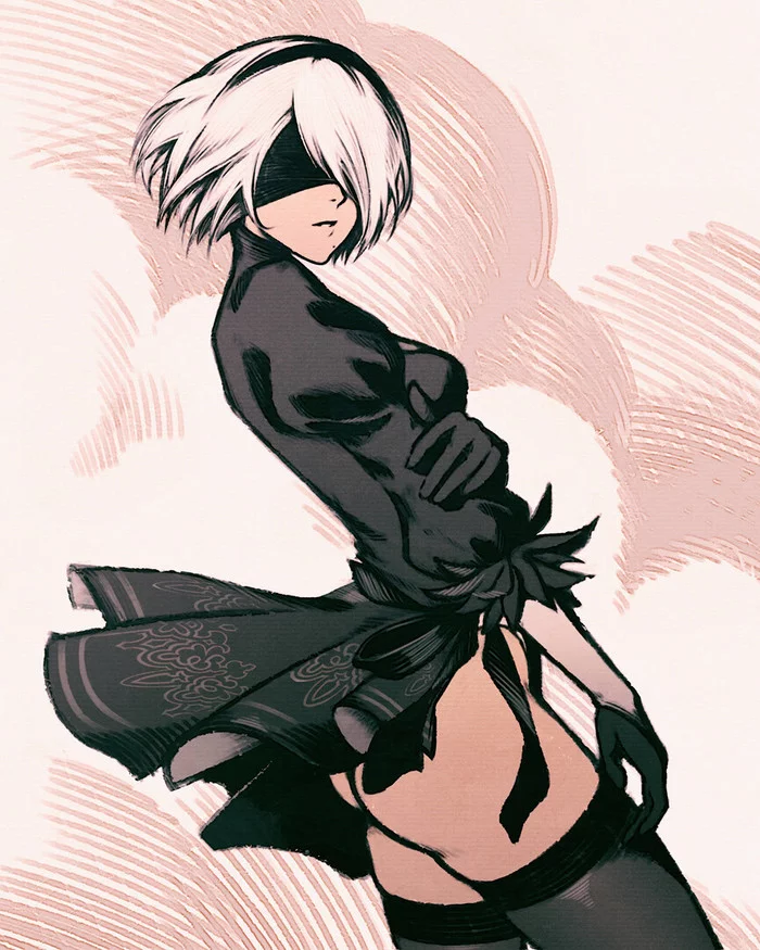 2B by Alexandra Fomina - NSFW, Игры, Девушки, Yorha unit No 2 type B, Game Art, NIER Automata, Длиннопост, Alexandra Fomina