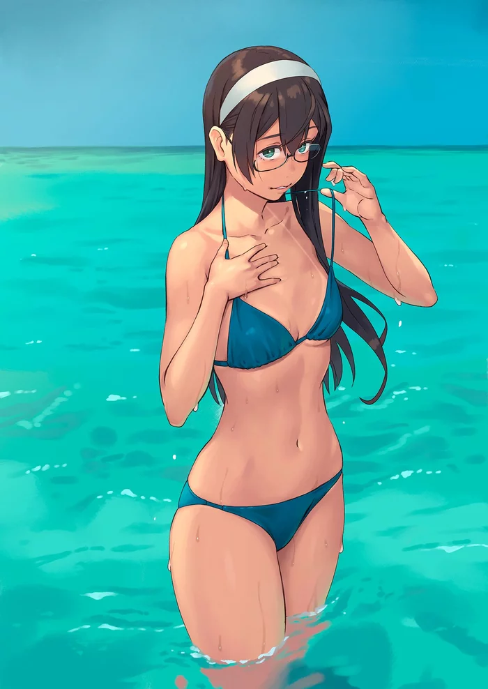 Ooyodo - Anime Art, Аниме, Kantai Collection, Девушки, Купальник, Бикини, Ooyodo, Yuji