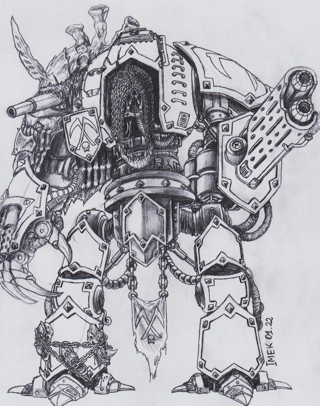 Chaos Knight Sketch byImek Wh Art, Warhammer 40k, Chaos Knight, , Imek