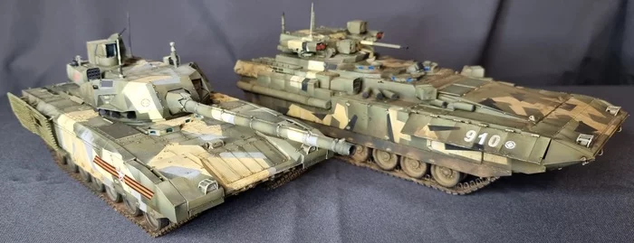 Armata, T-14 and T-15 family - My, Stand modeling, Scale model, Modeling, Painting miniatures, Collecting, Armata, t-14, t-15, 1:35, Longpost