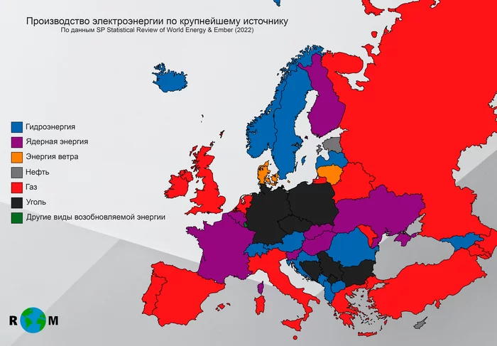 Electricity generation from the largest source - Europe, Electricity, Cards, Oil, Gas, Coal, Energy