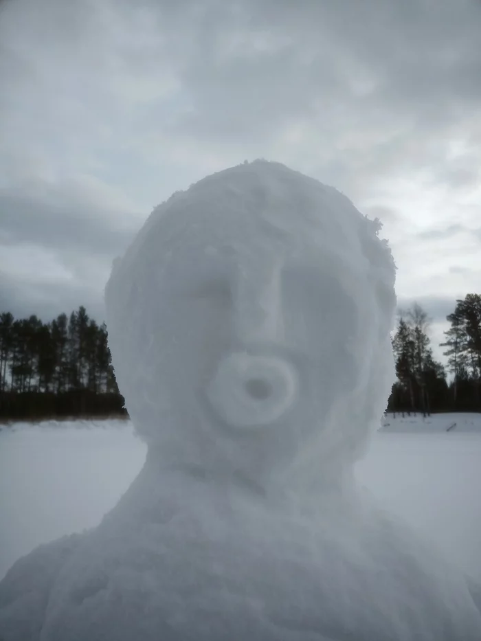 snowman - My, Snow, snowman, Mobile photography, Longpost