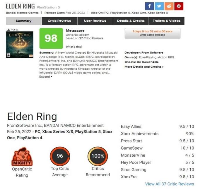 Elden Ring -   ? Fromsoftware, Elden Ring, Metacritic, God of War,  