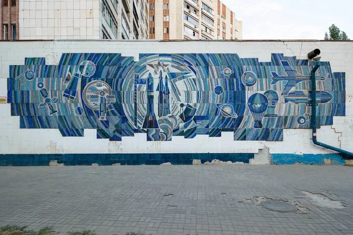 Mosaics on the former Cosmonautics Club in Voronezh - Story, the USSR, Architecture, Made in USSR, Mosaic, Voronezh, Longpost