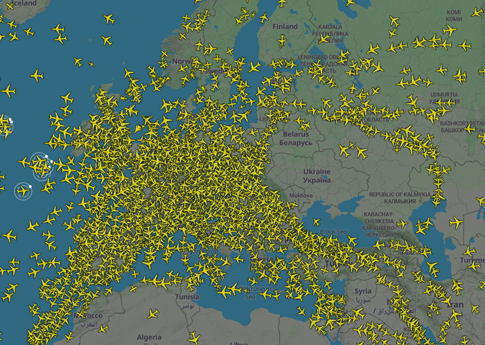 Отмена авиарейсов, флайтрадар подтверждает