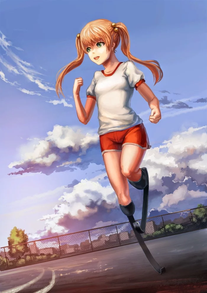 I can't be broken! - Art, Anime, Anime art, Katawa shoujo, Visual novel, Prosthesis, Disabled person, Emi Ibarazaki