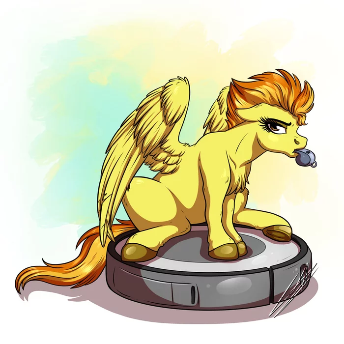 Riding a vacuum cleaner - My little pony, Spitfire, PonyArt, Art, Lupiarts