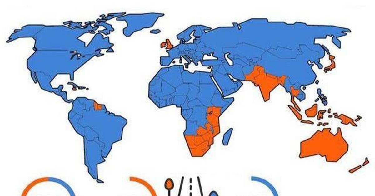 Карта правостороннего и левостороннего движения