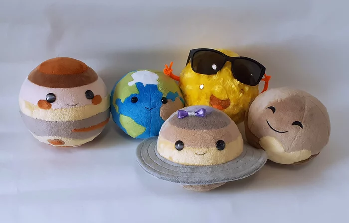 Plush Jupiter and Saturn - My, Soft toy, Planet, Plush Toys, Needlework without process, Milota, Jupiter, Saturn, solar system, Space, Author's toy, Longpost