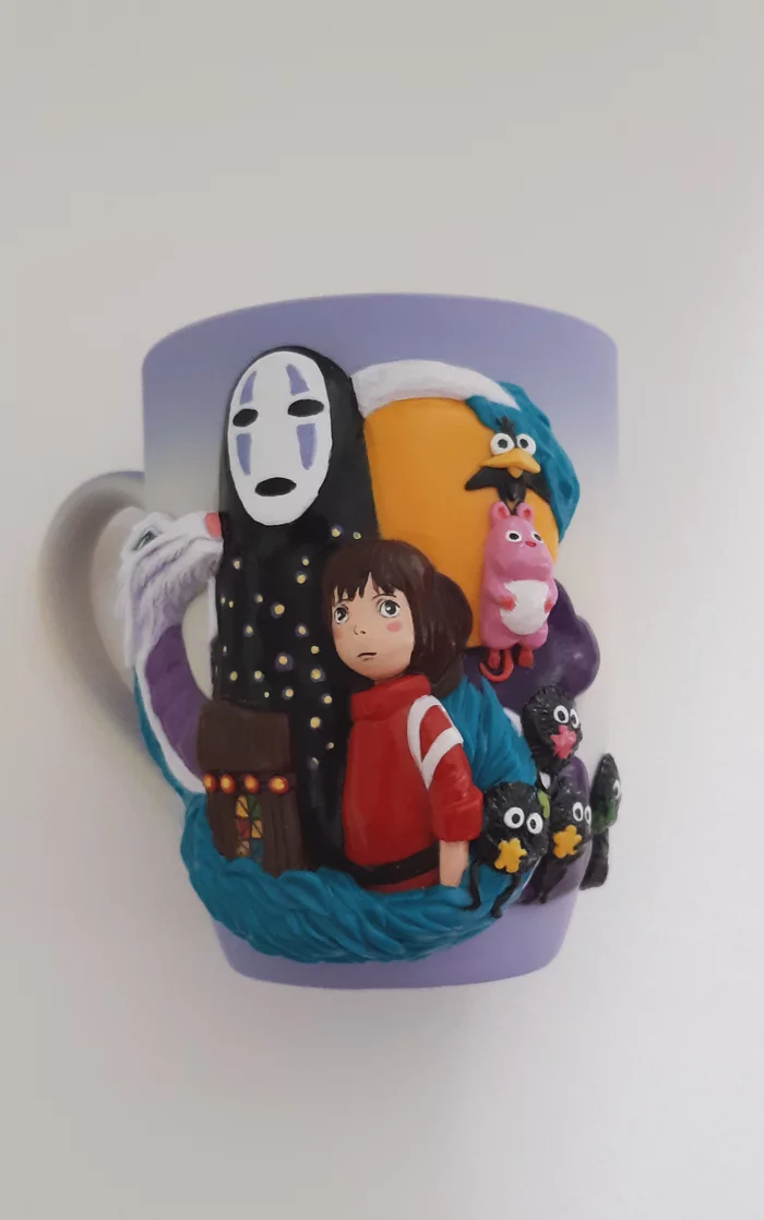Mug with Gone (which one?) - My, Spirited Away, Handmade, Needlework without process, Polymer clay, With your own hands, Mug with decor, Longpost