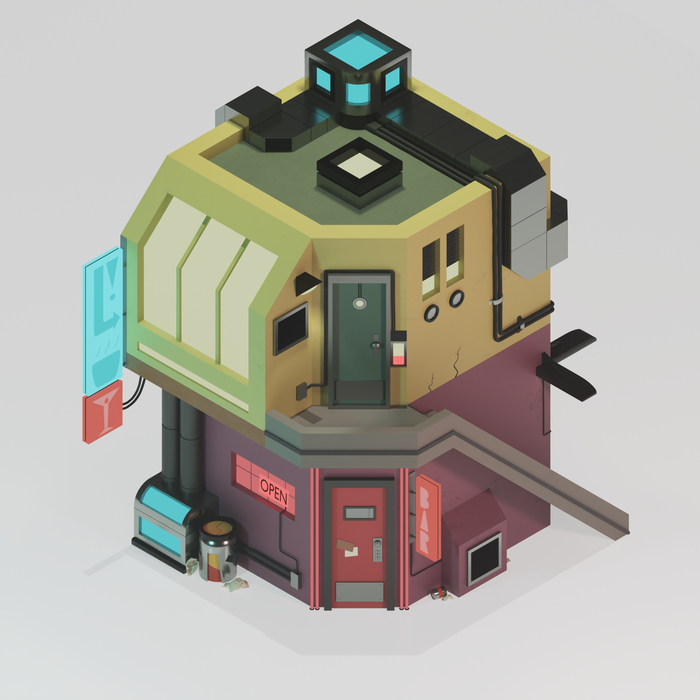 Futuristic house 3D, 3D , Blender,  , , , , , , 