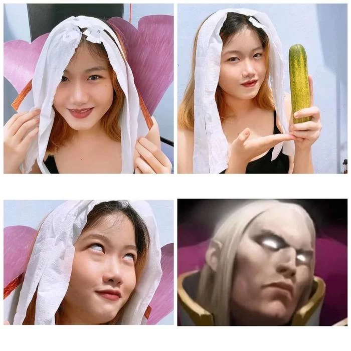 The best cosplayer seems to have a competitor - Lowcost cosplay, Cucumbers, Cosplay, Girls, Humor, Dota 2, Invoker