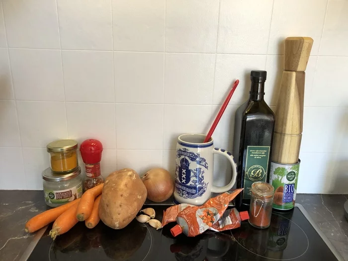 Simple vegan curry - My, Curry, Food, Recipe, Preparation, Vegan, Meat Free, Sweet potato, Men's cooking, Just, Longpost