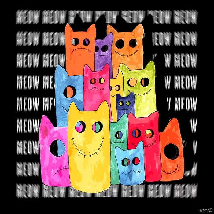 Cats - My, Drawing, Illustrations, Art, Painting, cat, Meow, Zombie