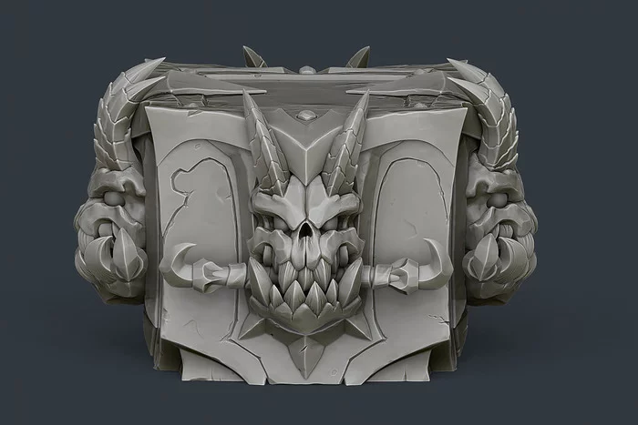 Передвижной блок в стиле Darksiders - Моё, 3D, 3D моделирование, Компьютерная графика, Darksiders, Zbrush