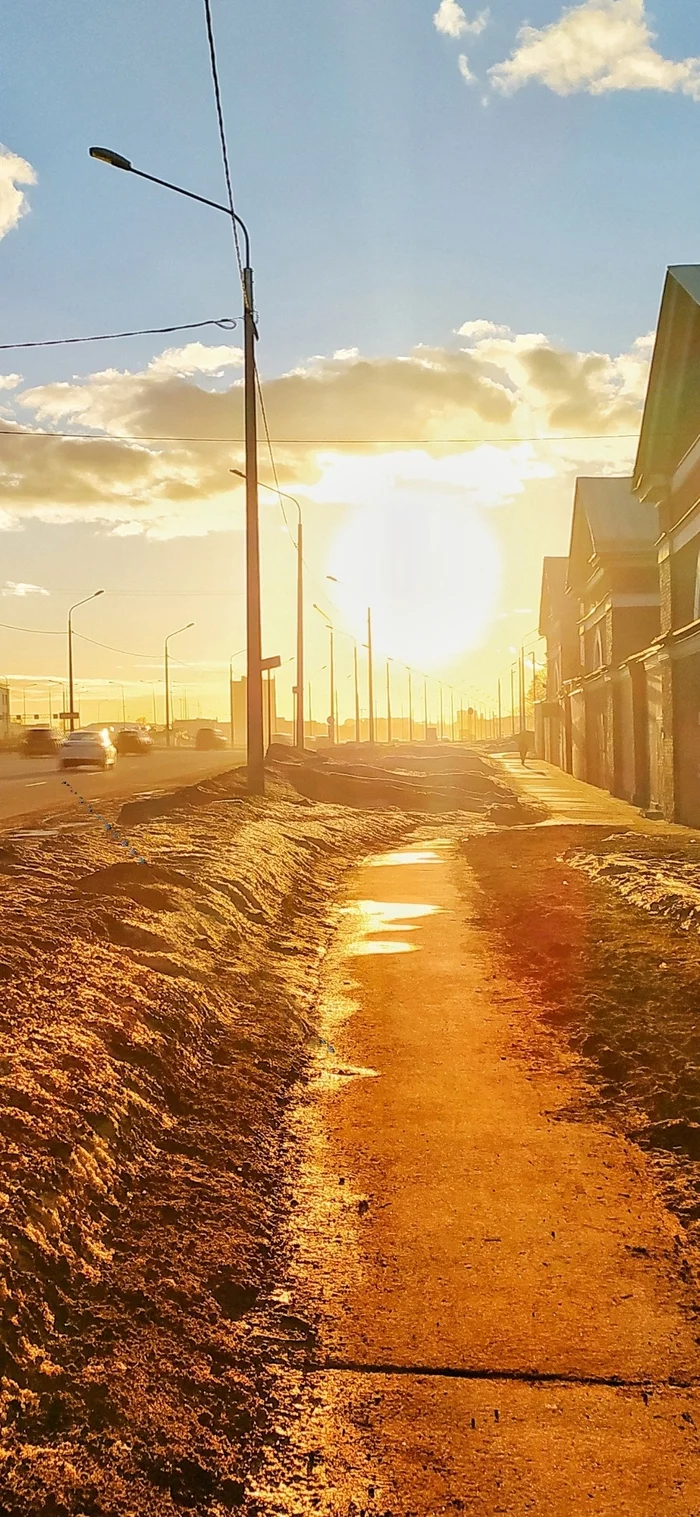 March Evening - My, Saint Petersburg, The sun, Sunset, Sky, Gold, Spring, Longpost, 