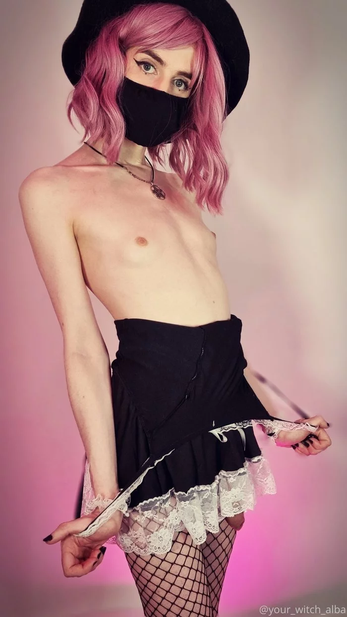 @your_witch_alba - NSFW, Its a trap!, Crossdressing, Femboy, Trap IRL, Milota, Onlyfans, Flat chest, Makeup, Long hair, Housemaid, Mask, Video, Longpost, 