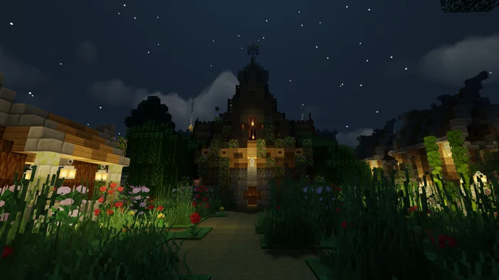 Beautiful views of my city - My, Minecraft, 18 century, Village, Night, The photo, Longpost, 