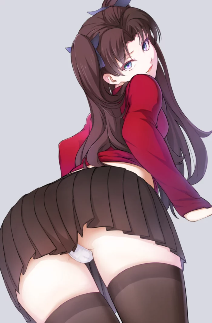 - Where are you looking? - NSFW, Kyokucho, Anime, Anime art, Art, Hand-drawn erotica, Games, Fate, Fate-stay night, Pantsu, Booty, Stockings, 