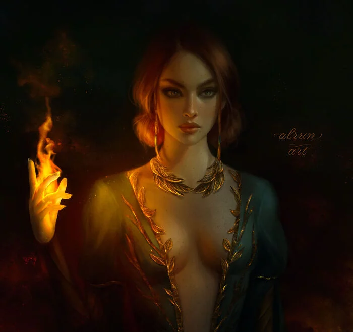 Triss - Drawing, Witcher, The Witcher 3: Wild Hunt, Triss Merigold, Girls, Art, , Alrun