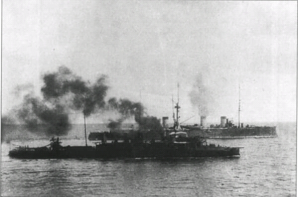 Two Destinies, Two Ships - Russo-Japanese war, Russia, Japan, Russian fleet, Black and white photo, 