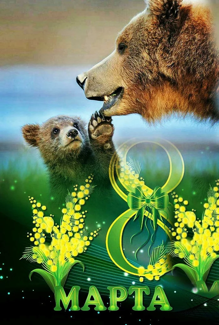 Happy Spring Day! - The Bears, Brown bears, Congratulation, Holidays, March 8