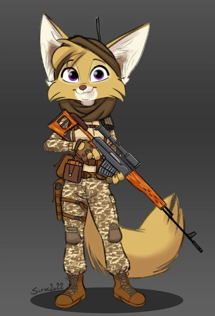 Sniper - Furry, Anthro, Art, Furry fox, Siroc, 