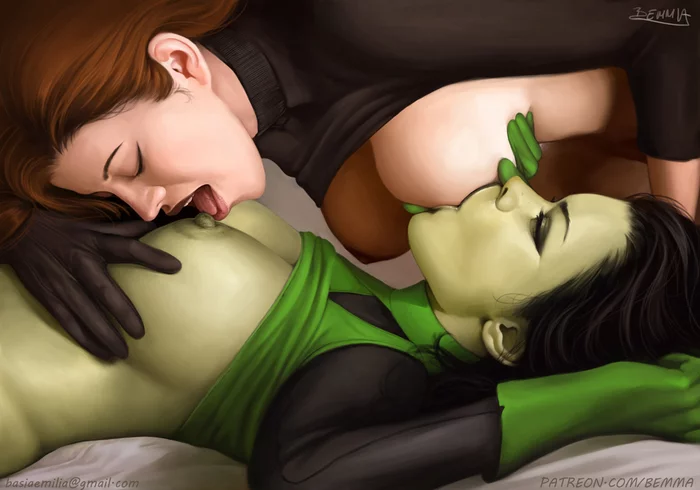 Kim and Shego - NSFW, Yuri, Kim Five-with-plus, Lesbian, Art, Shego